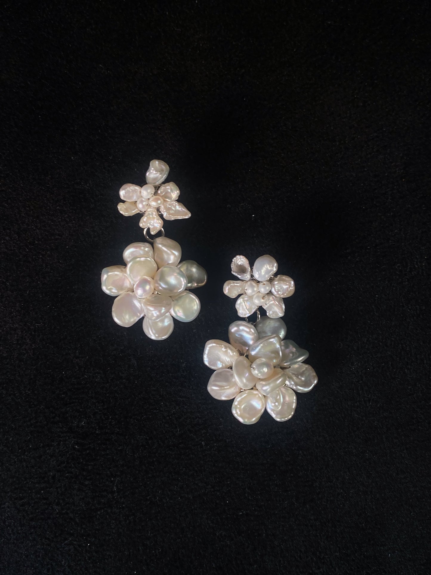 Keshi Flower Pearl Cluster Dangle Drop №56