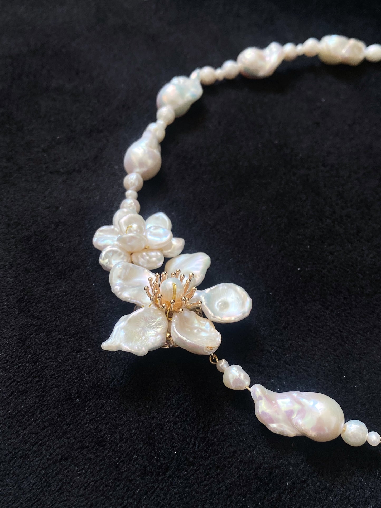 Lilac Mini Baroque Keshi Pearl Flower Necklace №53
