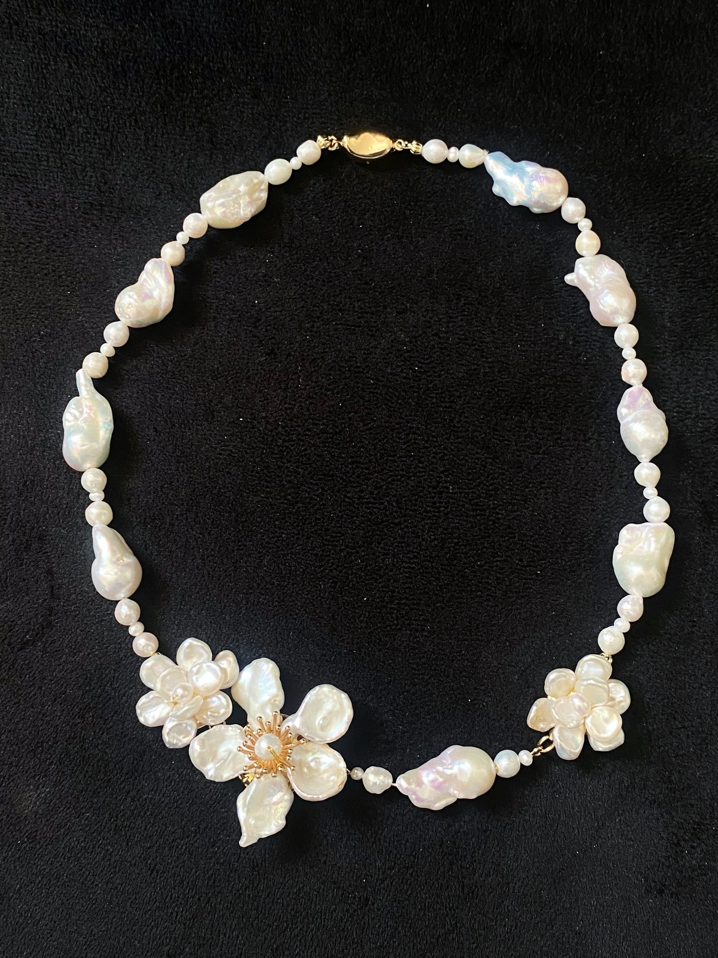 Lilac Mini Baroque Keshi Pearl Flower Necklace №53