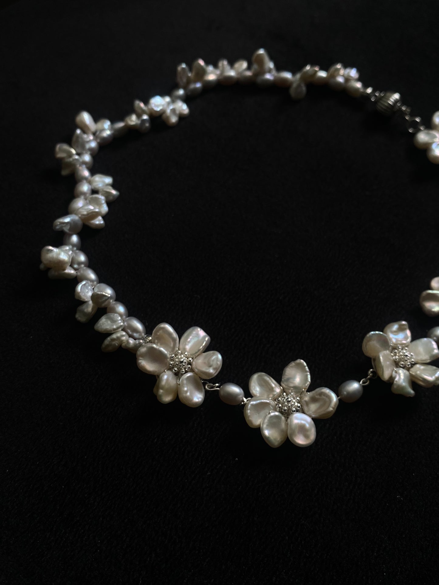 Wreath Keshi Pearl Flower Necklace №57