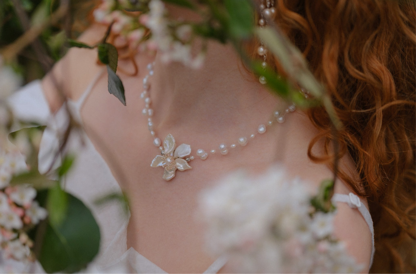 Meteor Keshi Pearl Flower Illusion Necklace №54