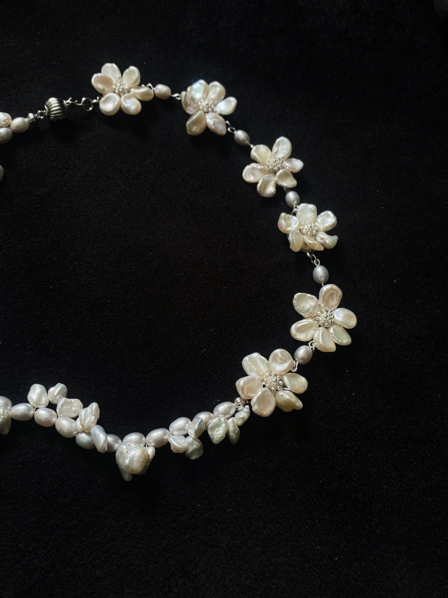 Wreath Keshi Pearl Flower Necklace №57