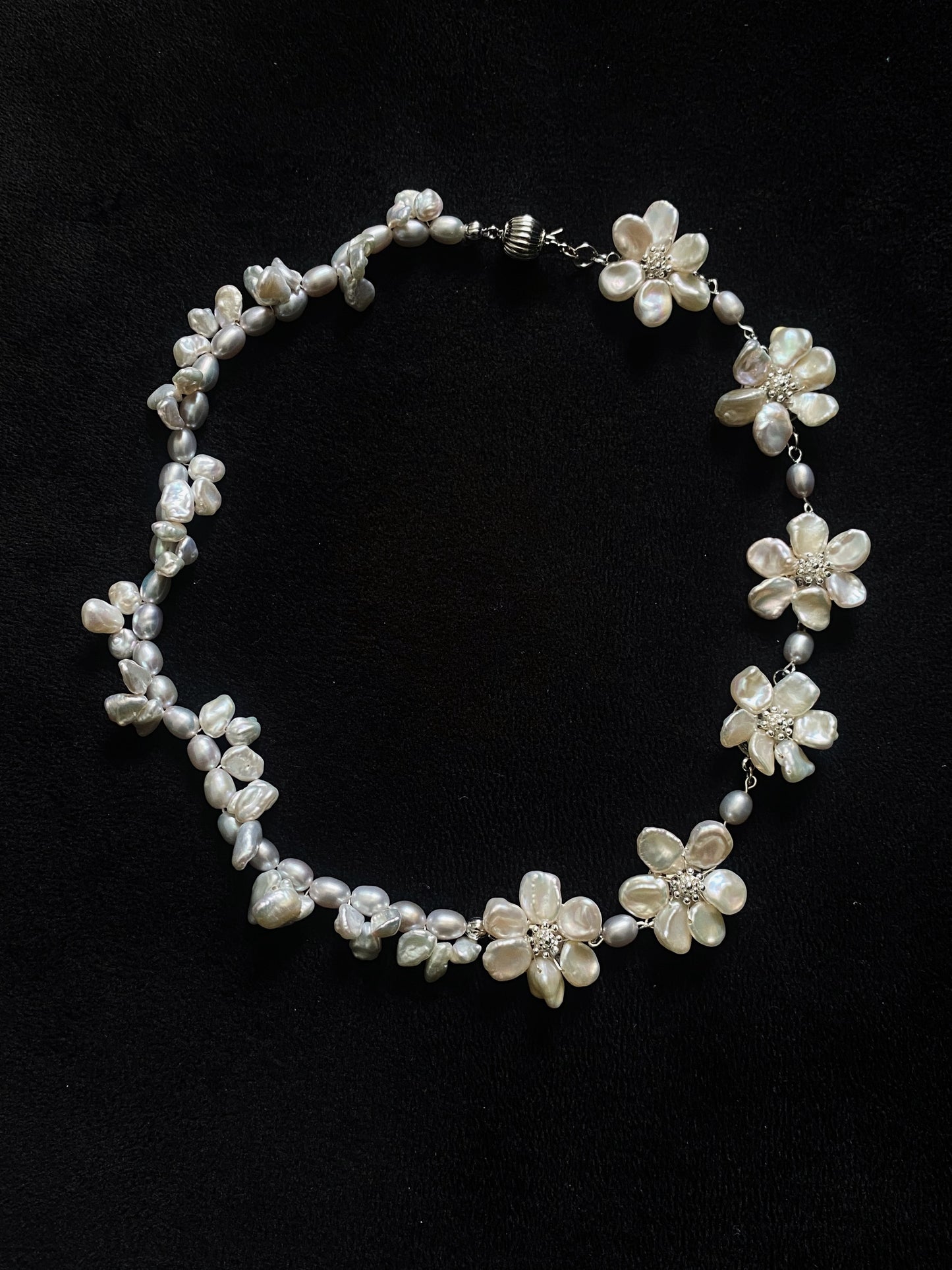 Wreath Keshi Pearl Flower Necklace №57