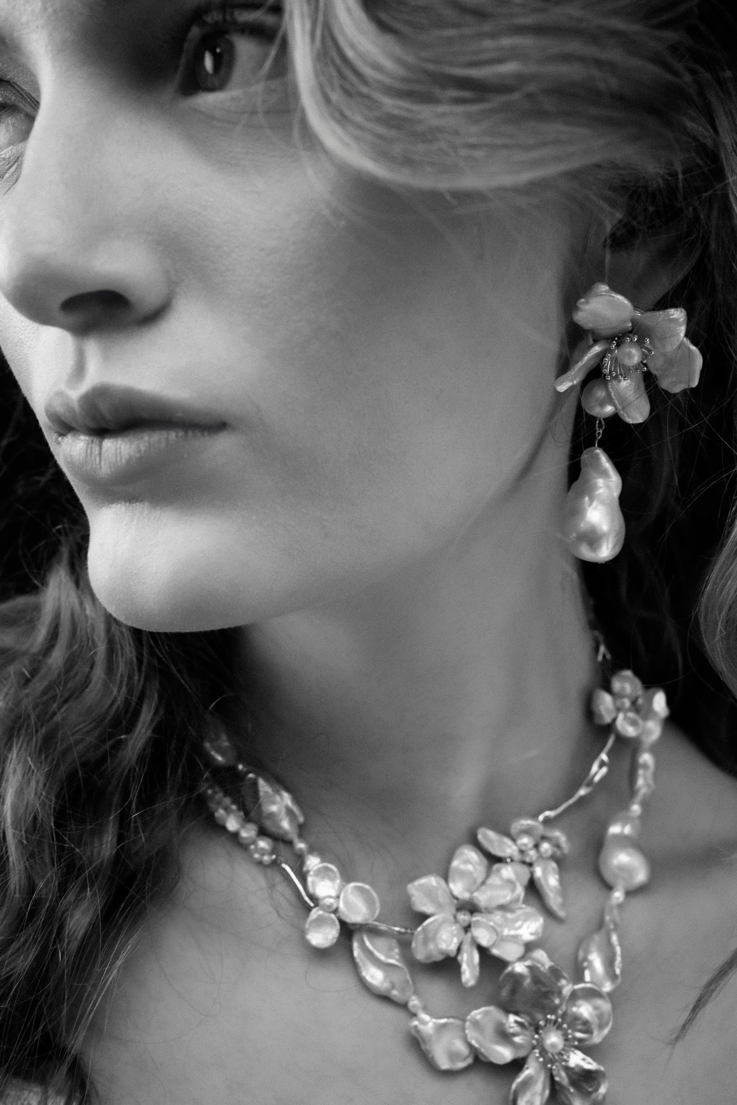 Baroque Keshi Pearl Flower Dangle Earrings №17