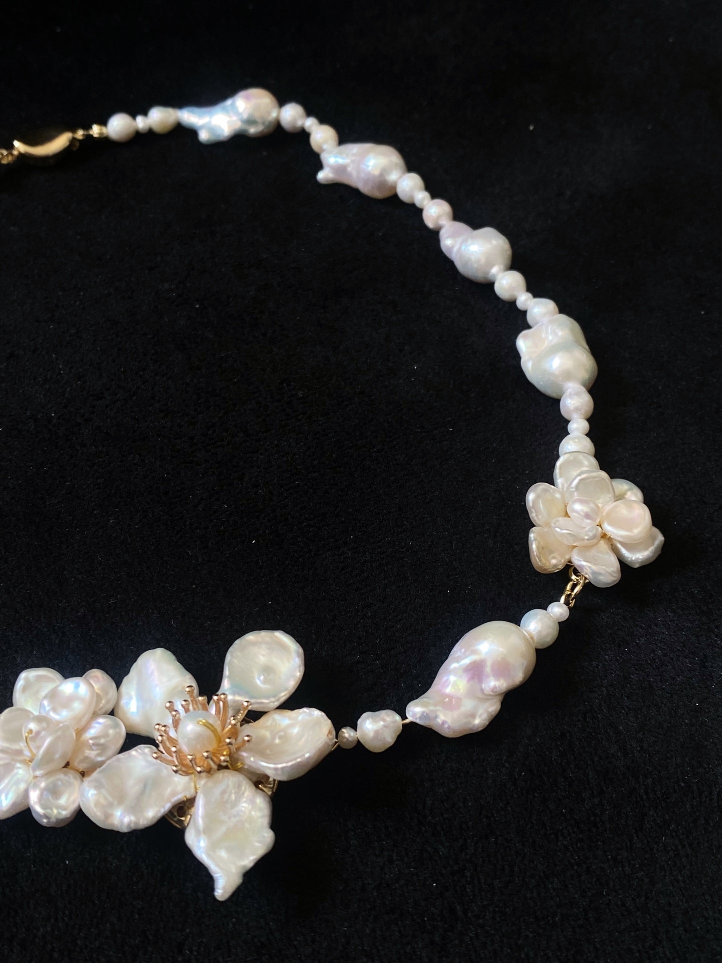 Lilac Mini Baroque Keshi Pearl Flower Necklace №53