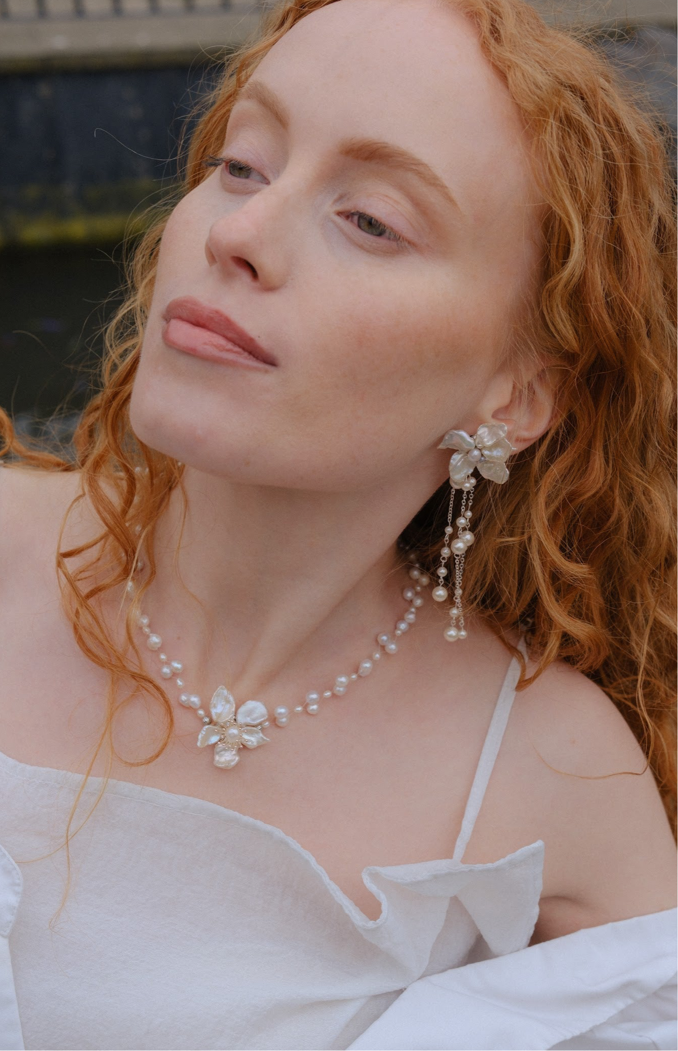 Meteor Keshi Pearl Flower Illusion Necklace №54
