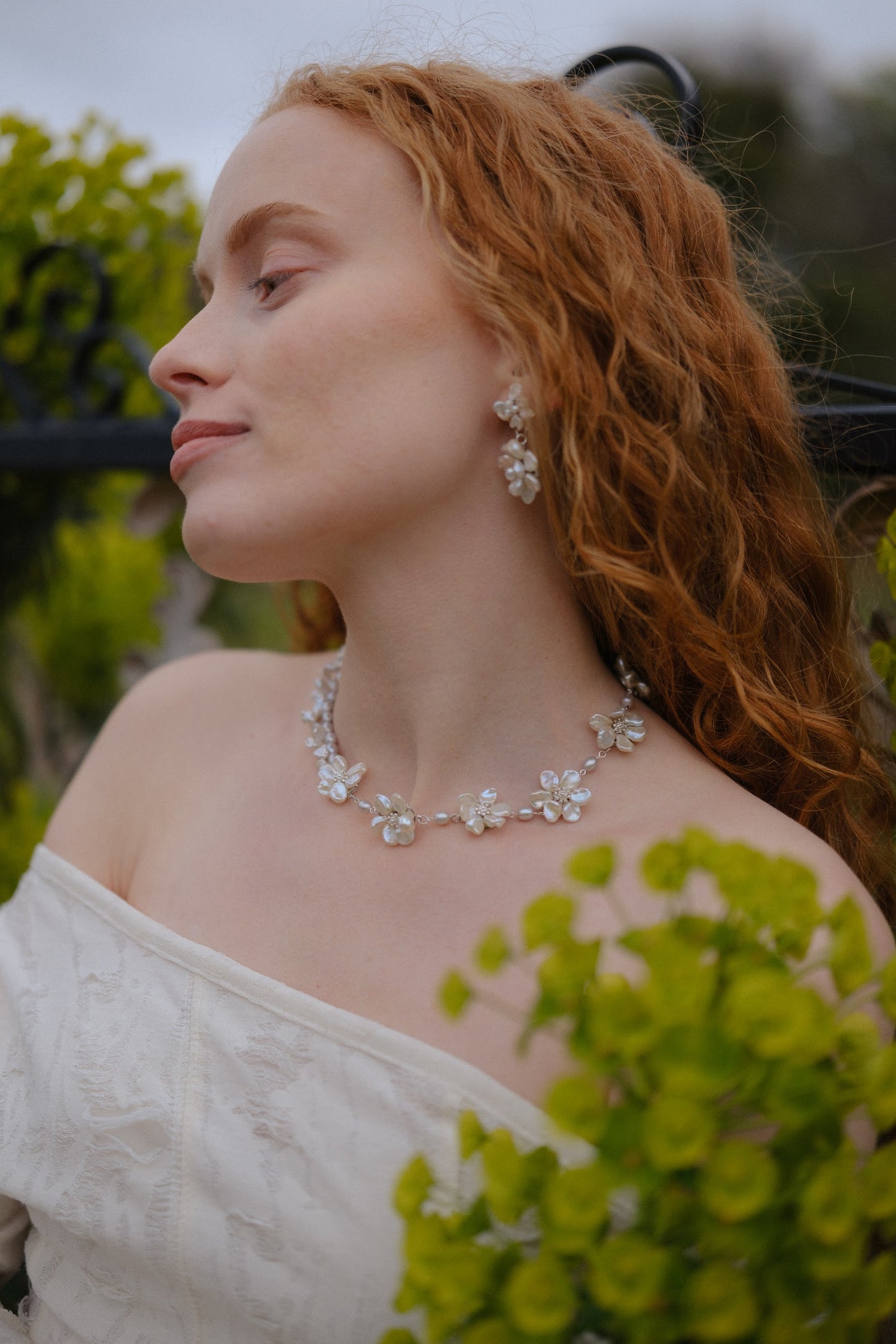 Wreath Keshi Pearl Flower Necklace №57