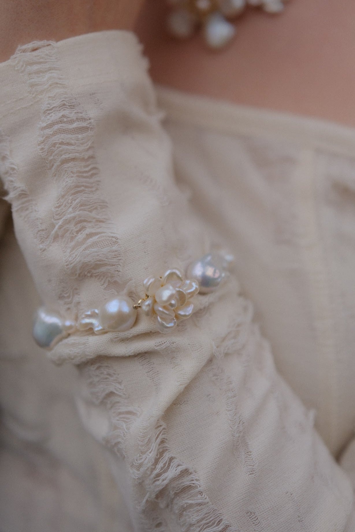 Lilac Mini Baroque Keshi Pearl Flower Bracelet №55