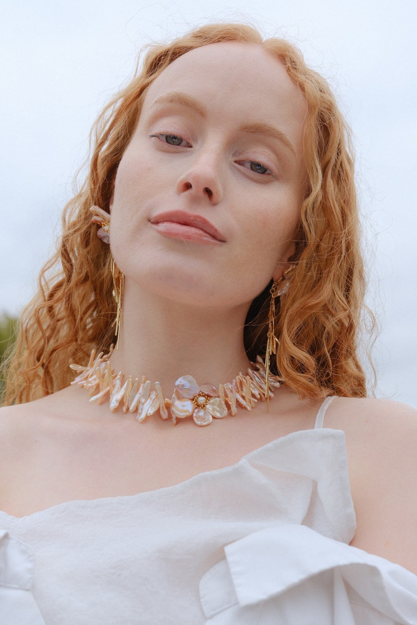 Pink thorn Keshi Pearl Flowers Necklace №63
