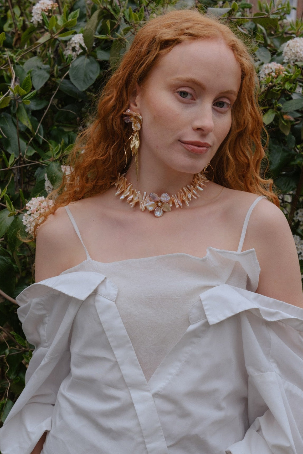 Pink thorn Keshi Pearl Flowers Necklace №63