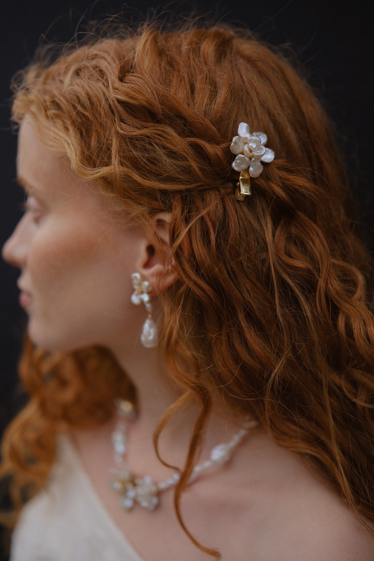 Classic Keshi Pearl Flower Hair Clip №61