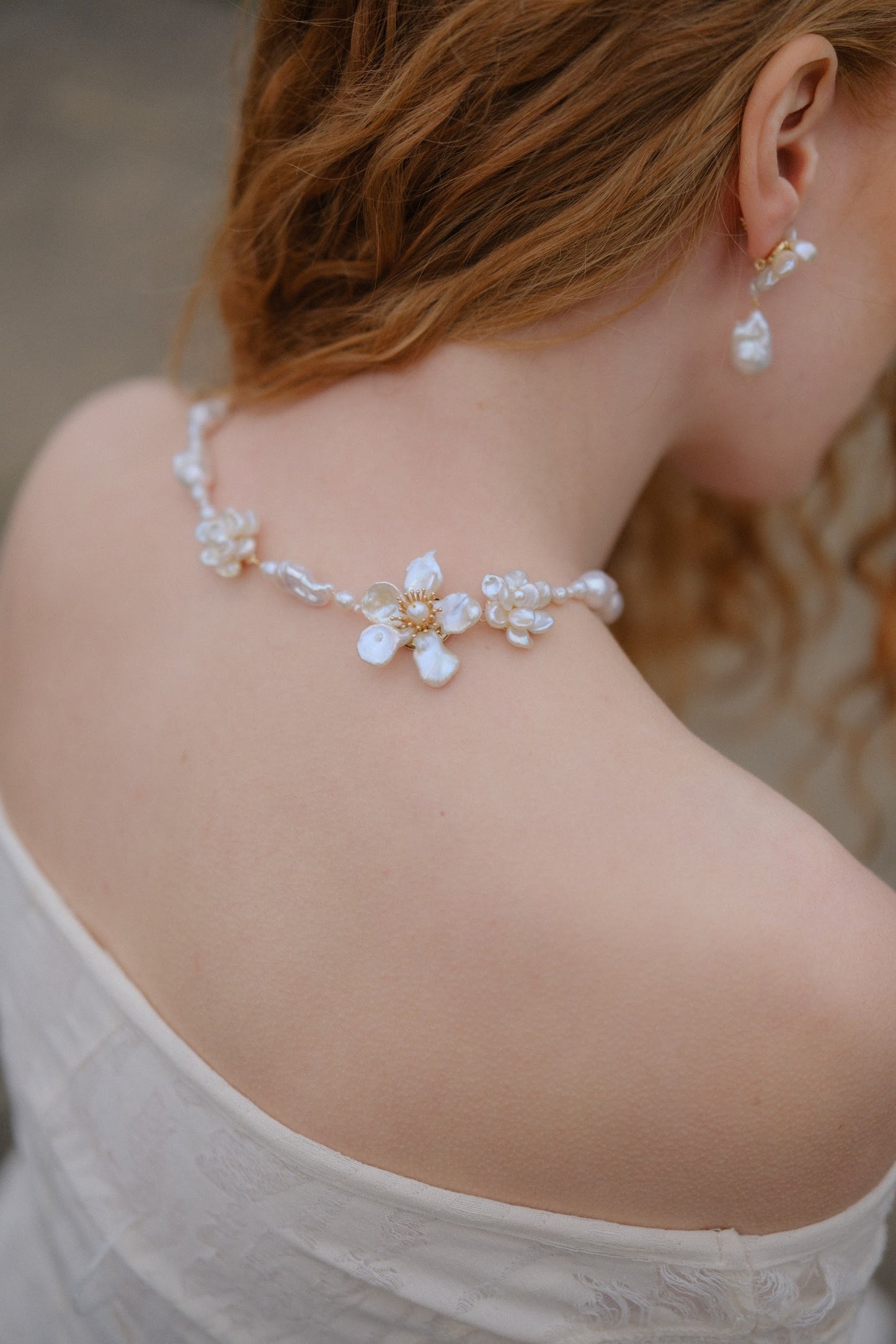 Lilac Mini Baroque Keshi Pearl Flower Necklace №53