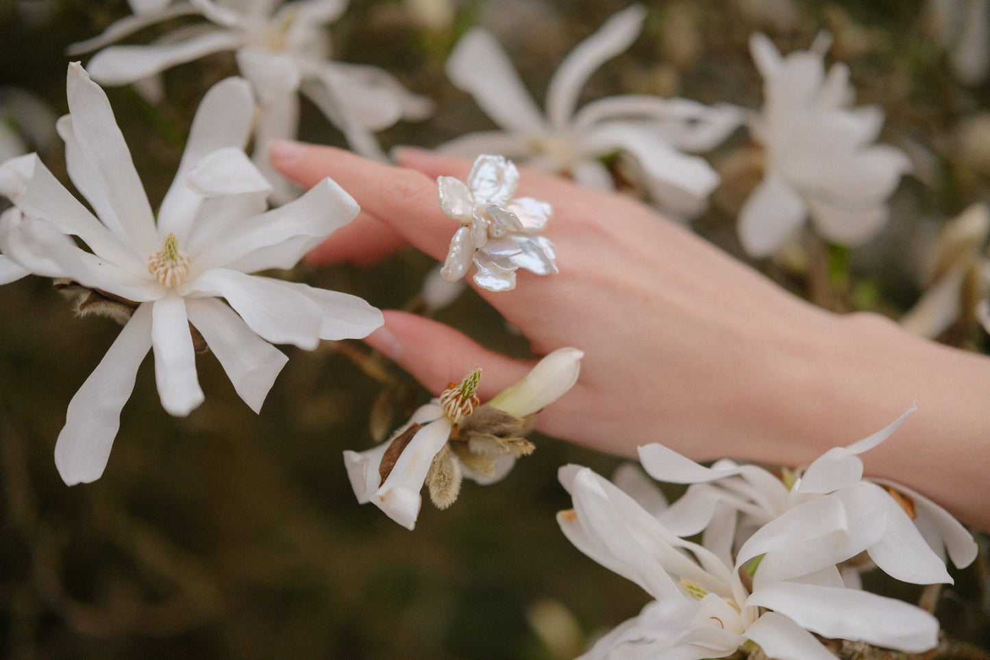 3D Keshi Pearl Flower Ring №50