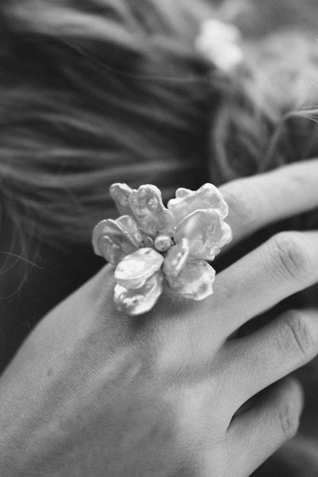 3D Keshi Pearl Flower Ring №50
