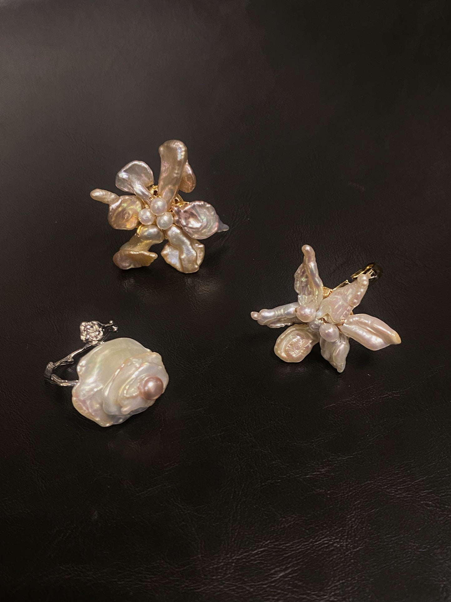 Keshi Pearls Rose Flower Ring №07