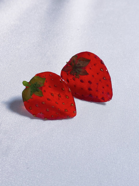 Real Strawberry Stud Earrings