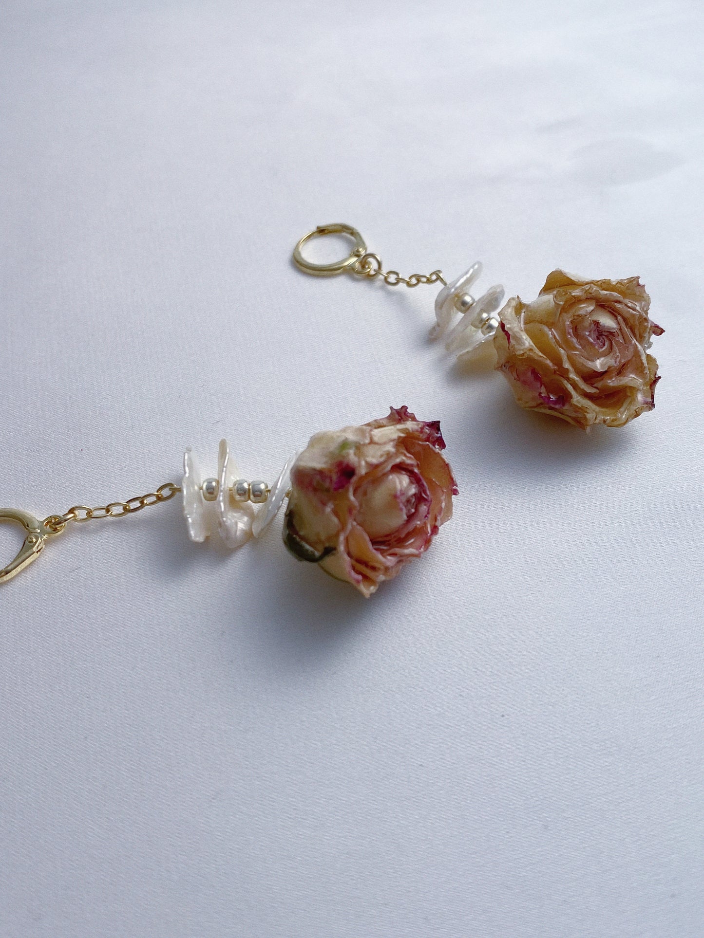 Rose Layered Pearls Drop Earrings