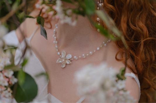 Meteor Keshi Pearl Flower Illusion Necklace №54