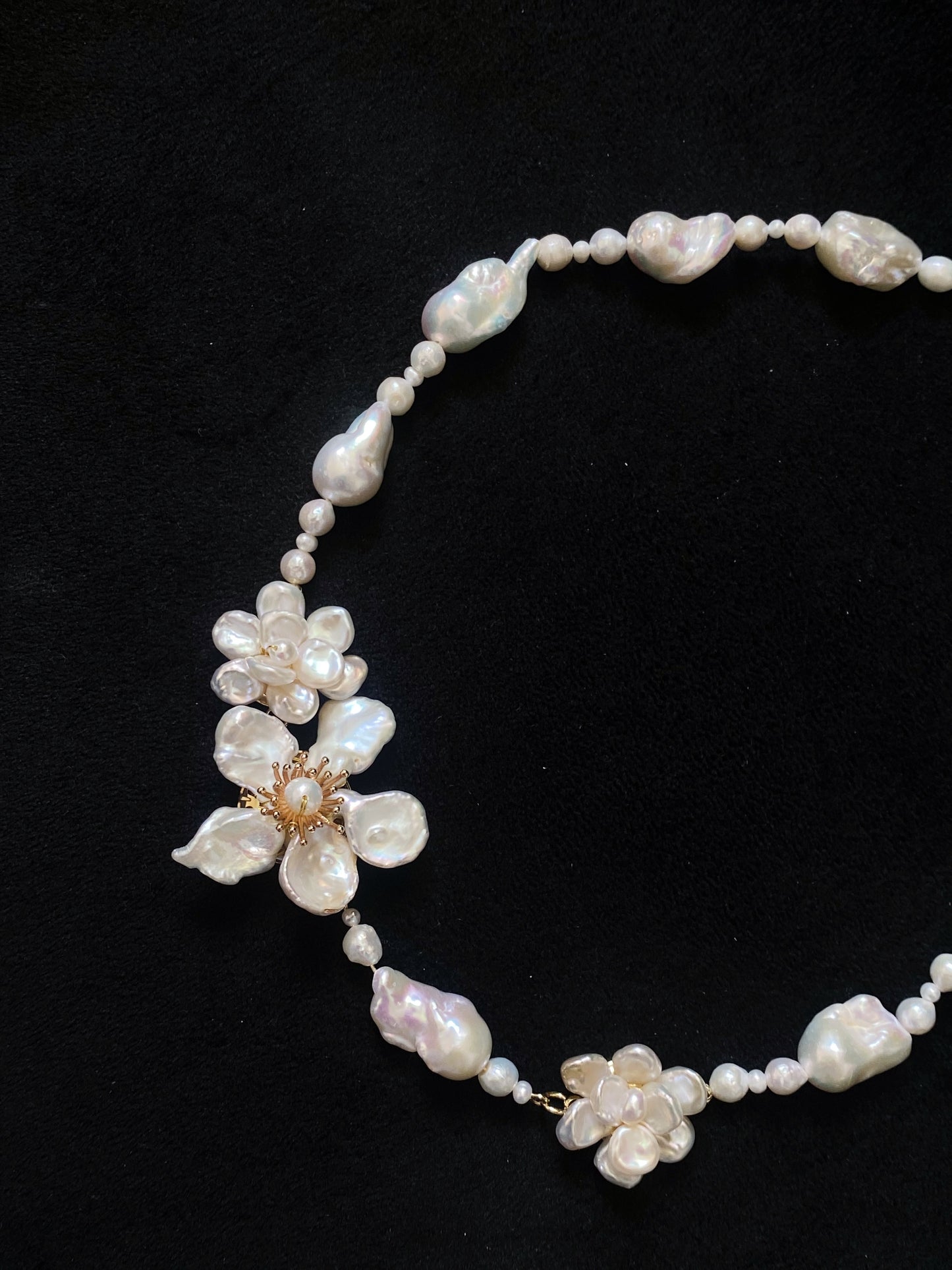 Lilac Mini Baroque Keshi Pearl Flower Necklace №53