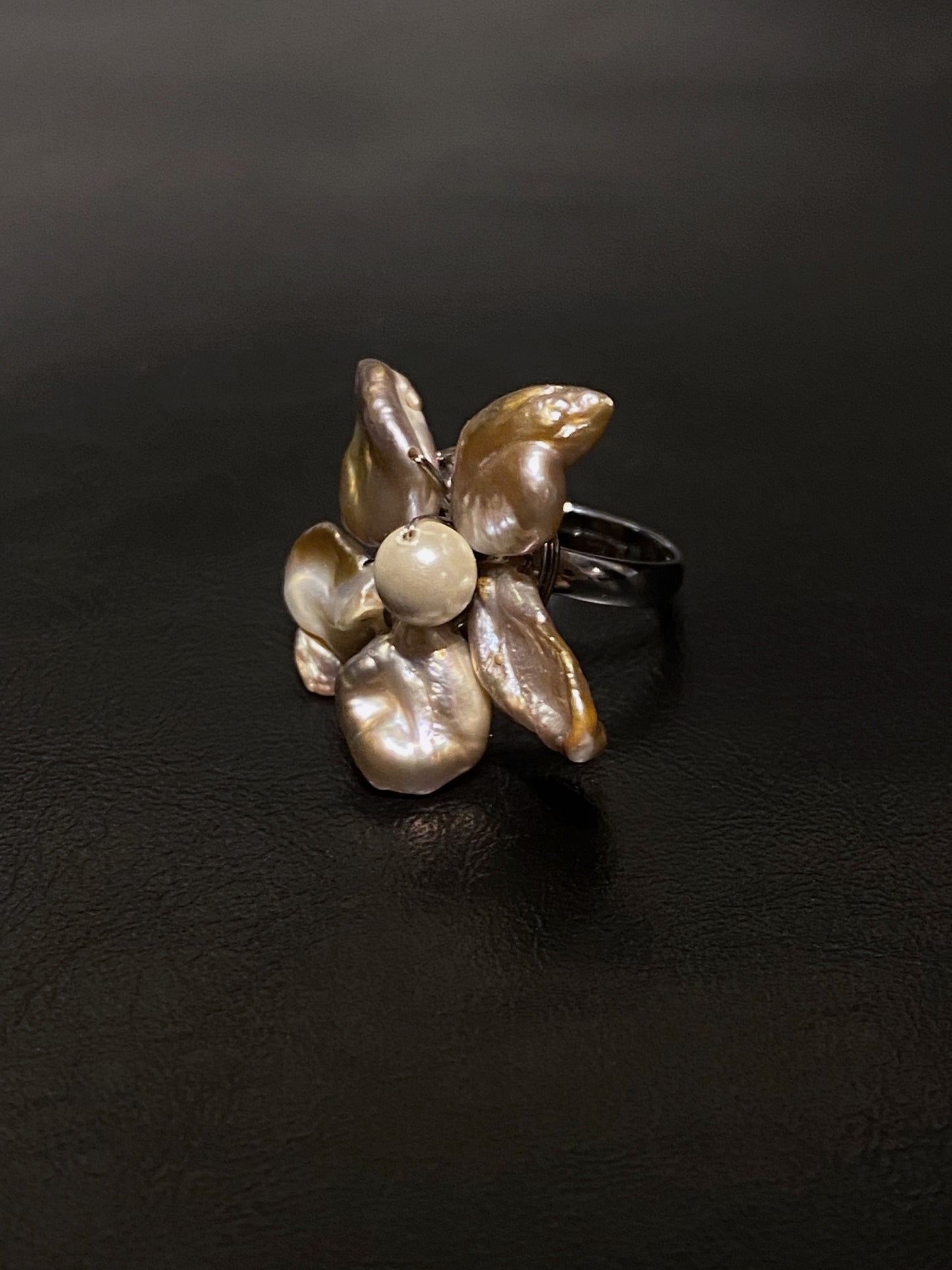 Keshi Purple Pearls Flower Ring №08