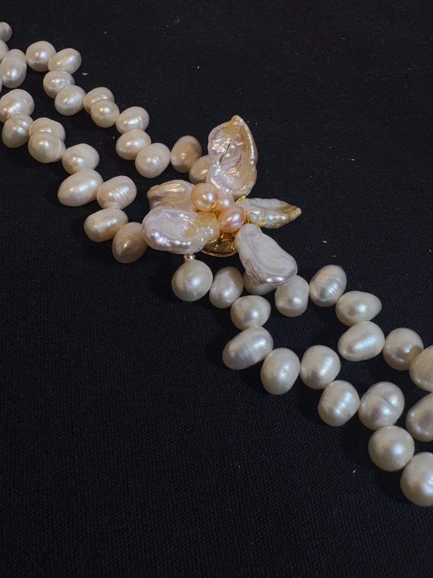 Double layers Keshi Pearl Flower Bracelet №19