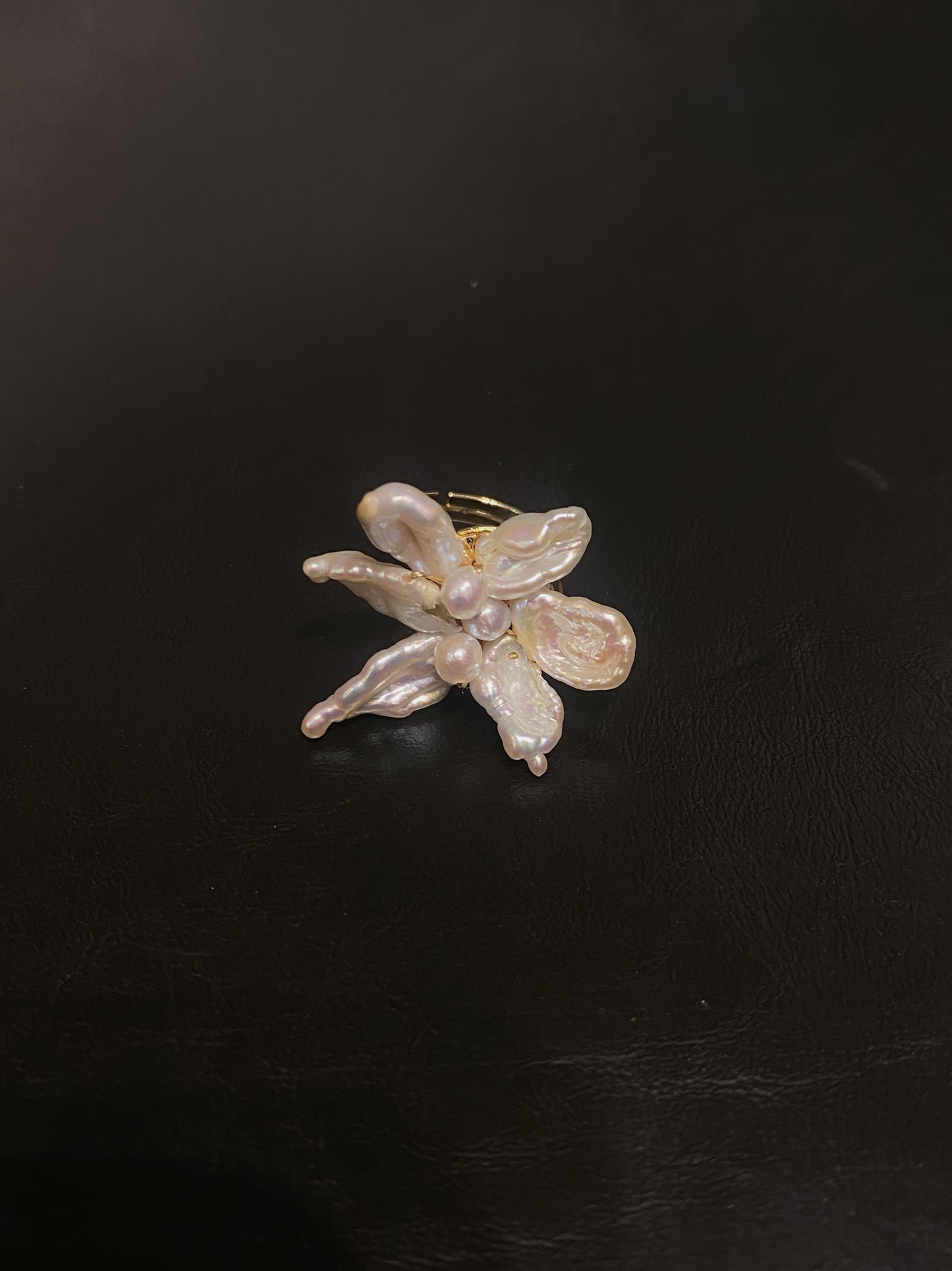 Keshi Pearls Snowflake Flower Ring №06