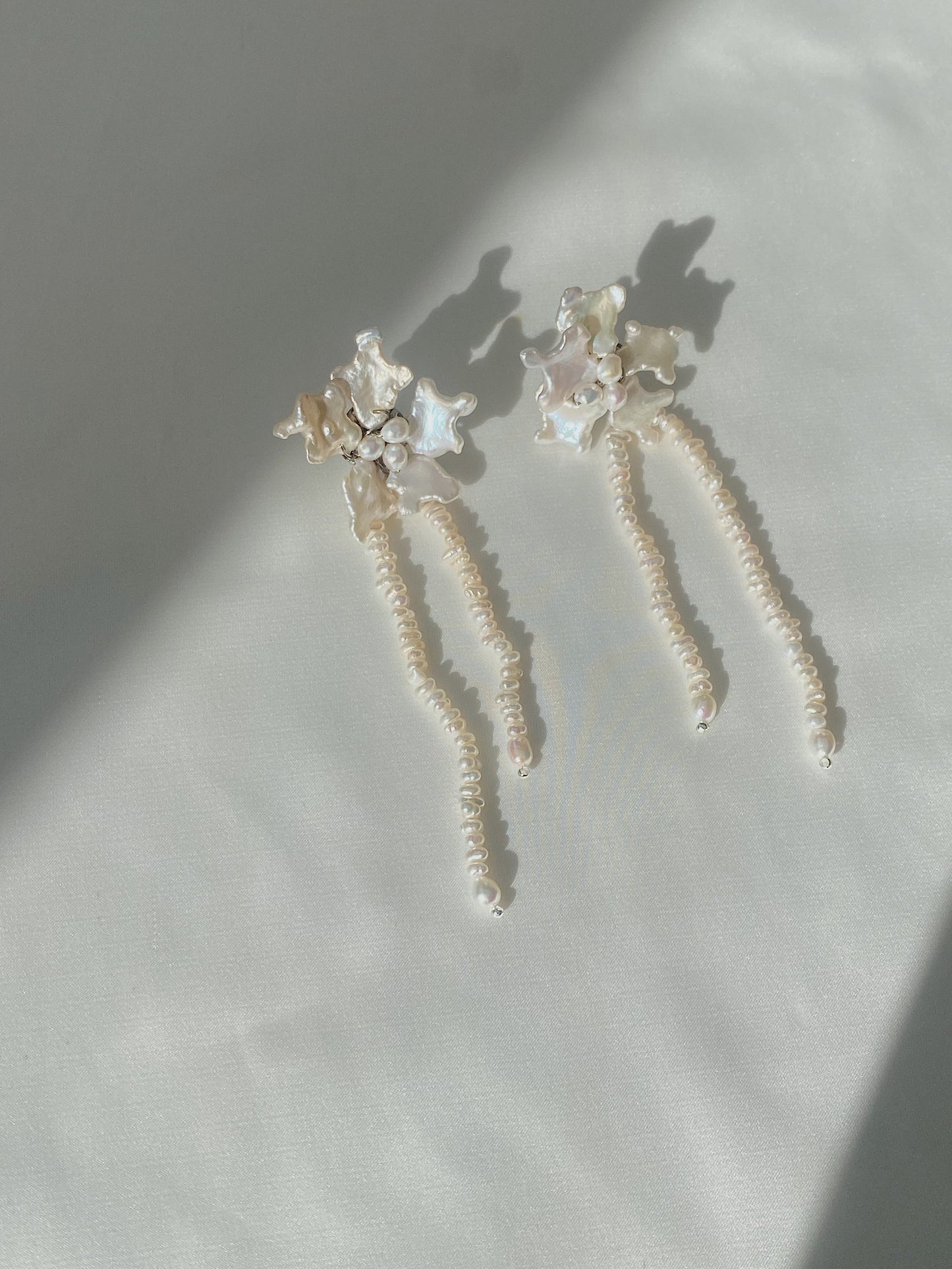 Snowflake Keshi Pearls Flower Dangle Earrings №34