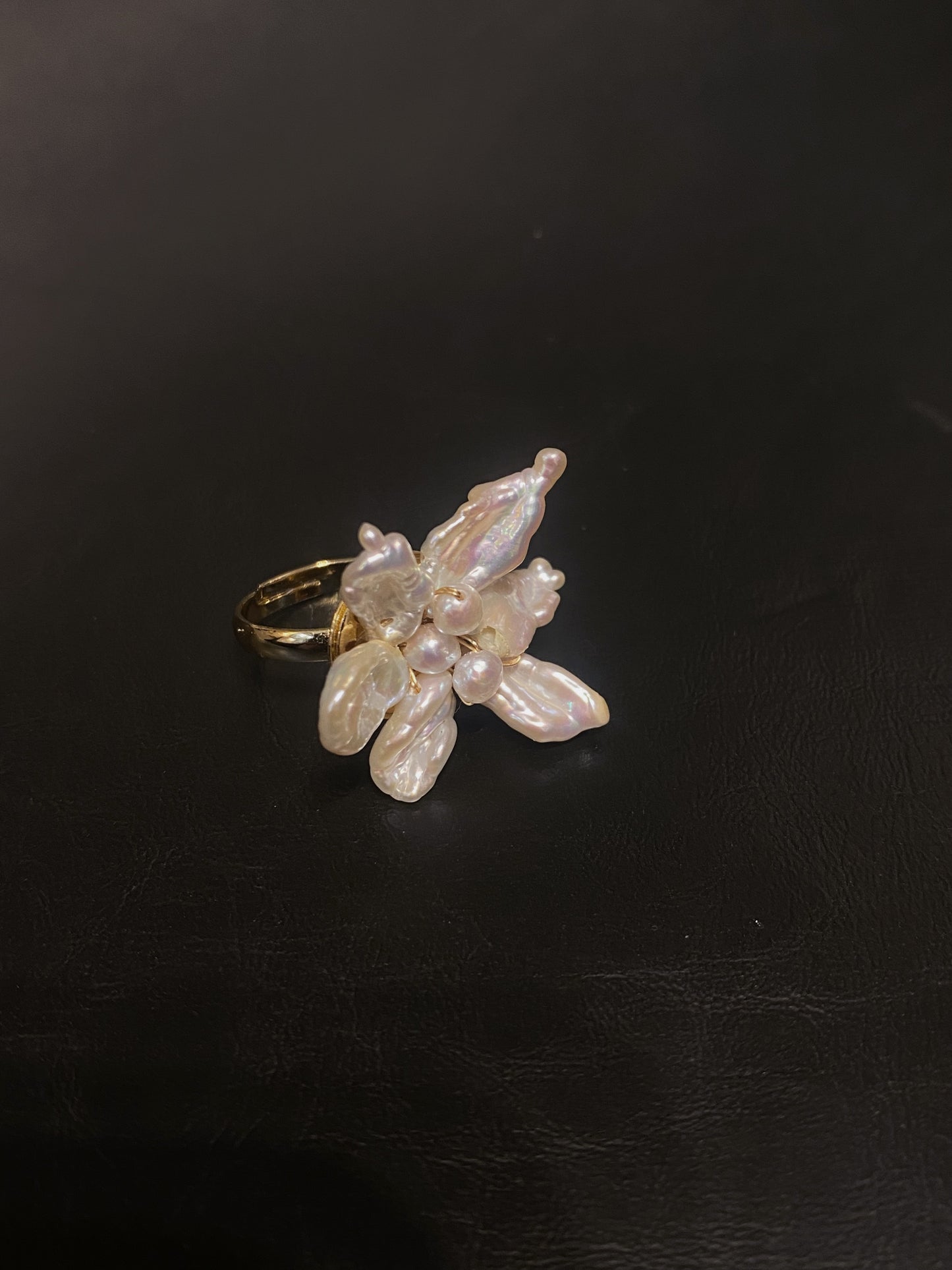 Keshi Pearls Snowflake Flower Ring №06