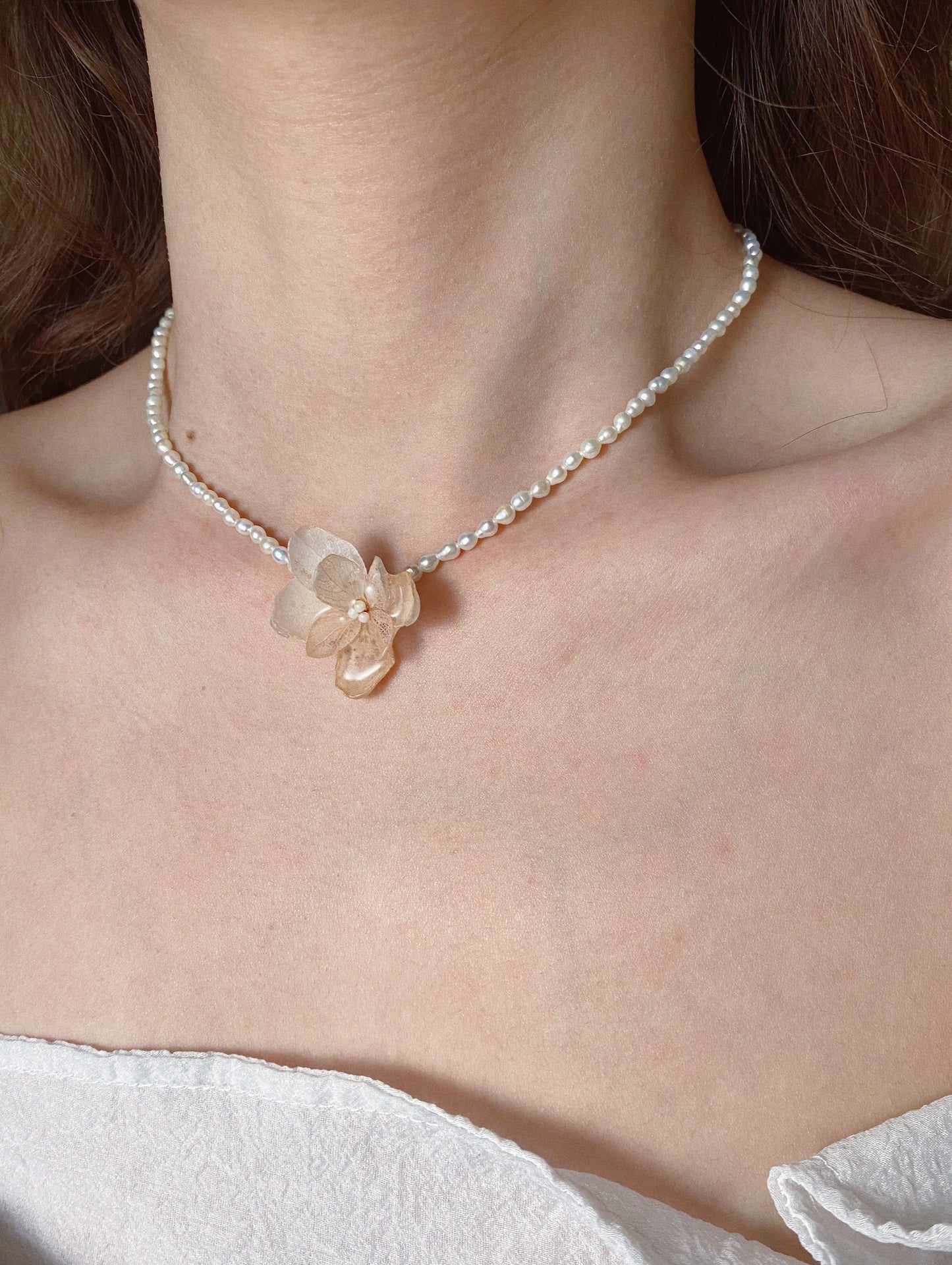 Hydrangea Seed Pearl Necklace