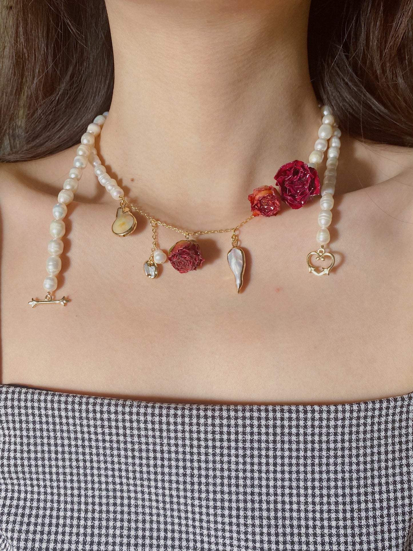 Eternal Rose Garden Pearl Necklace and Bracelet