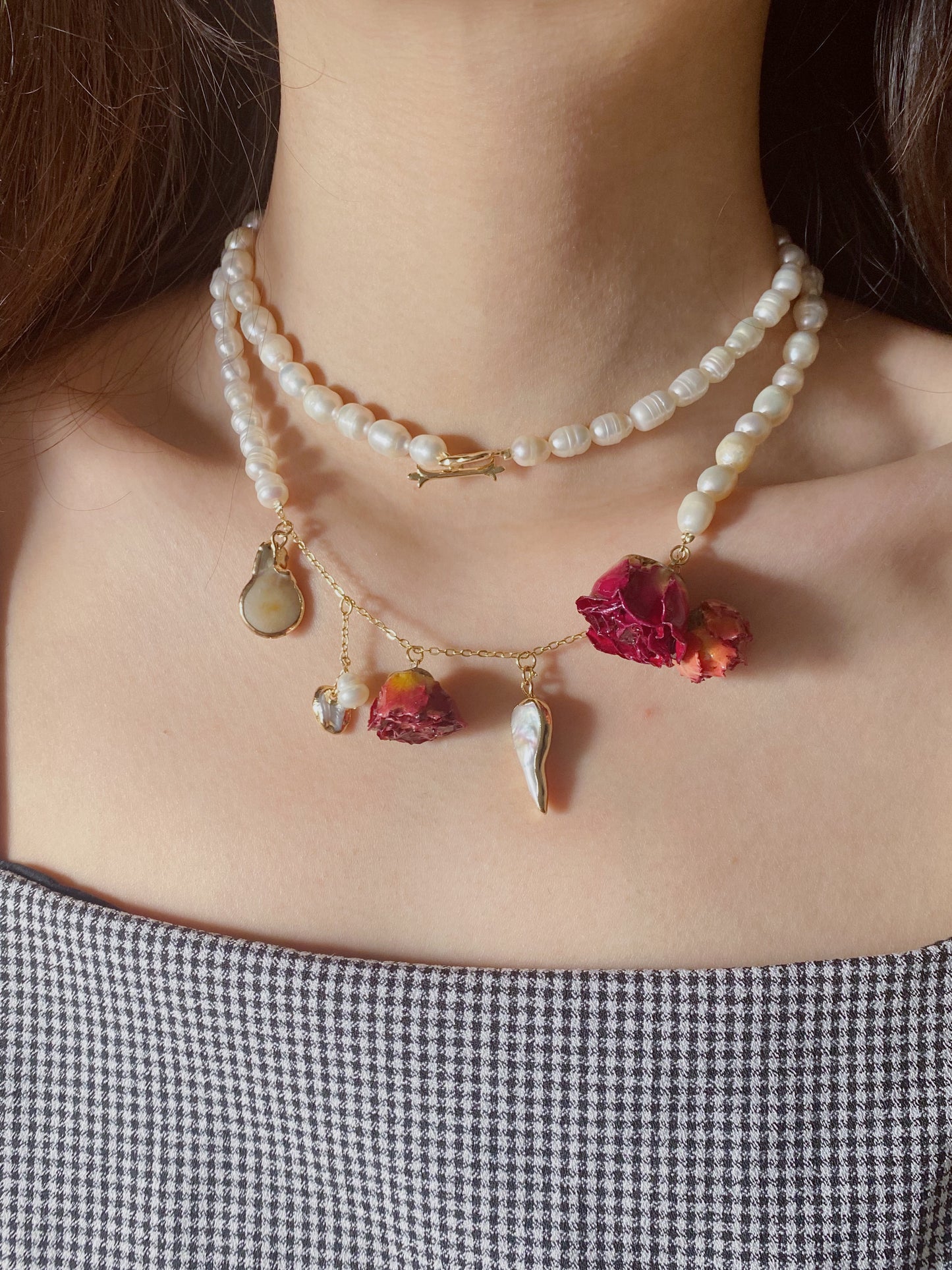 Eternal Rose Garden Pearl Necklace and Bracelet