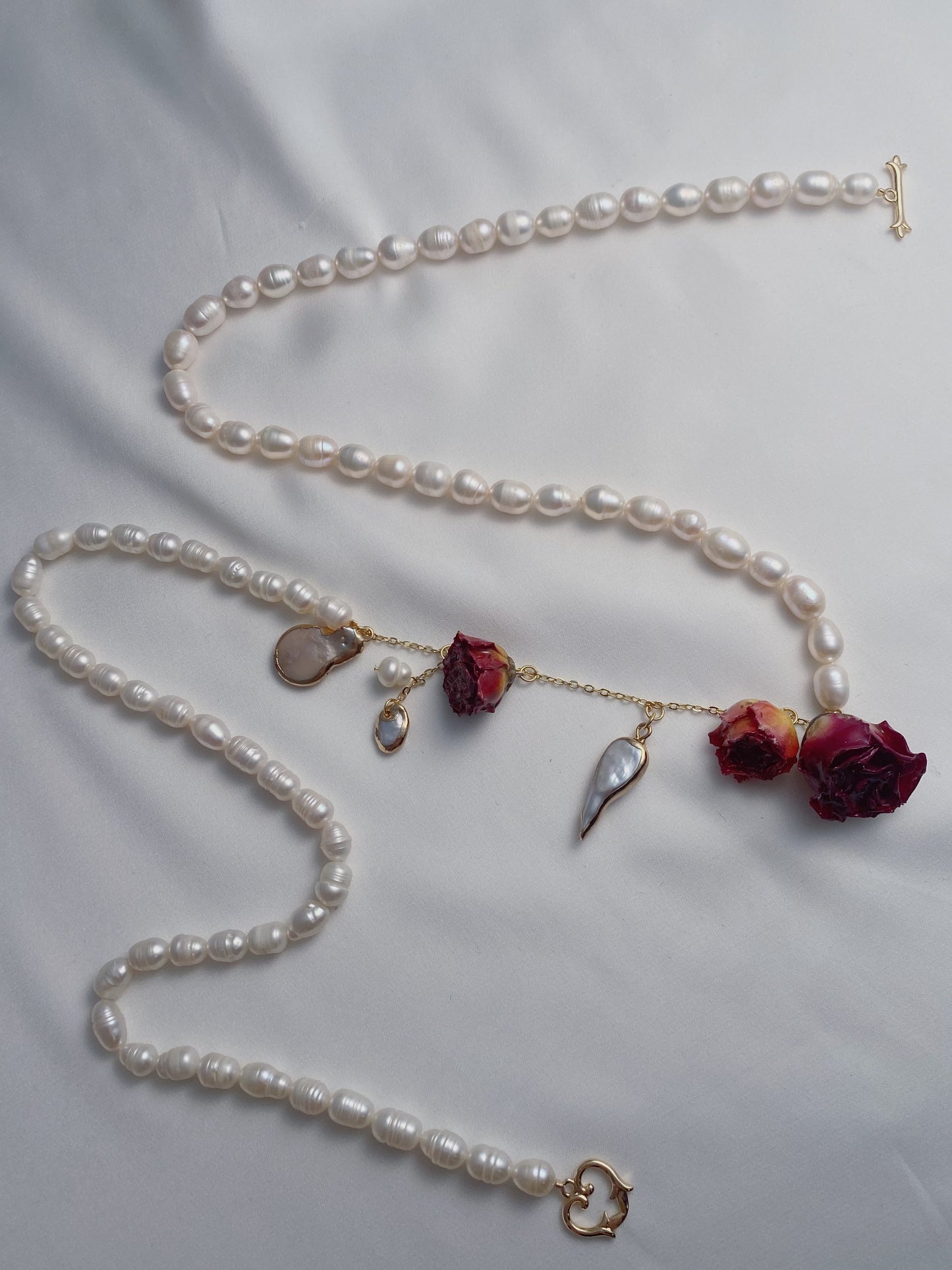 Eternal Rose Garden Pearl Necklace and Bracelet