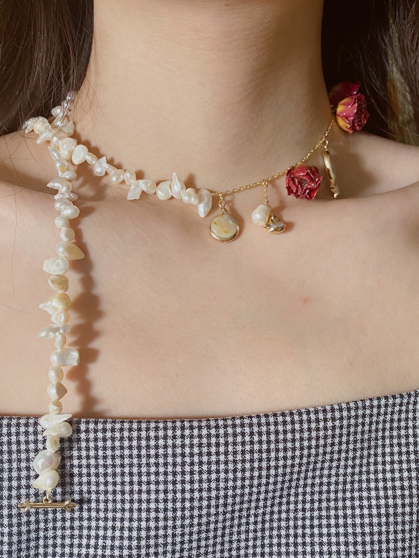 Eternal Rose Garden Baroque Pearl Necklace and Bracelet