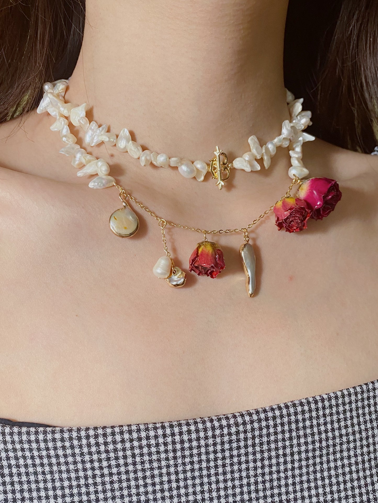 Eternal Rose Garden Baroque Pearl Necklace and Bracelet