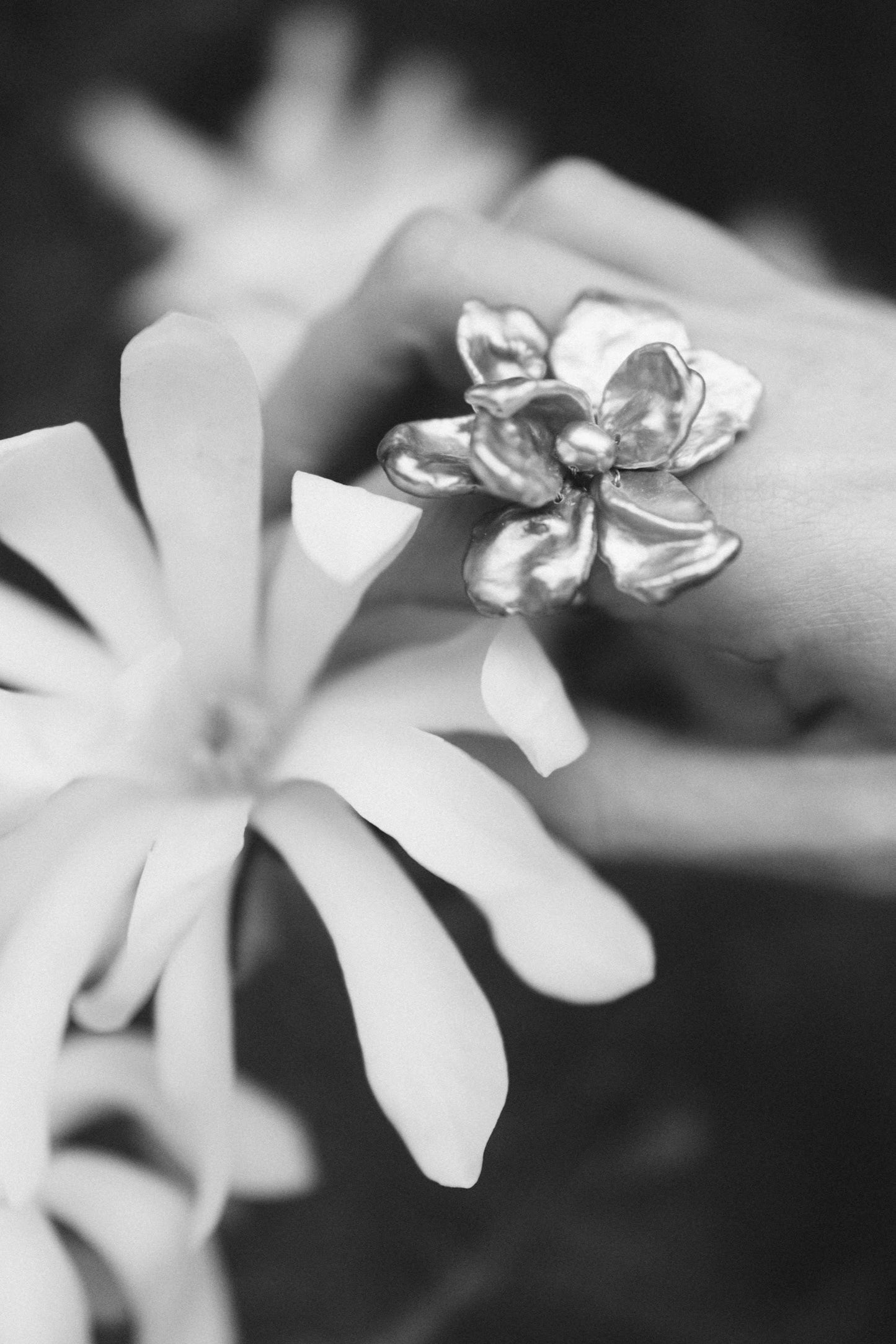 3D Keshi Pearl Flower Ring №50